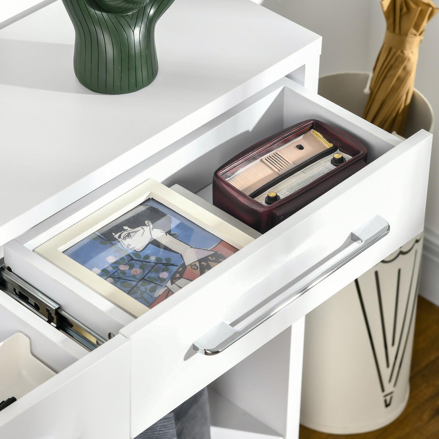 HOMCOM White Console Table with Shelf and Drawer - ALL4U RETAILER LTD