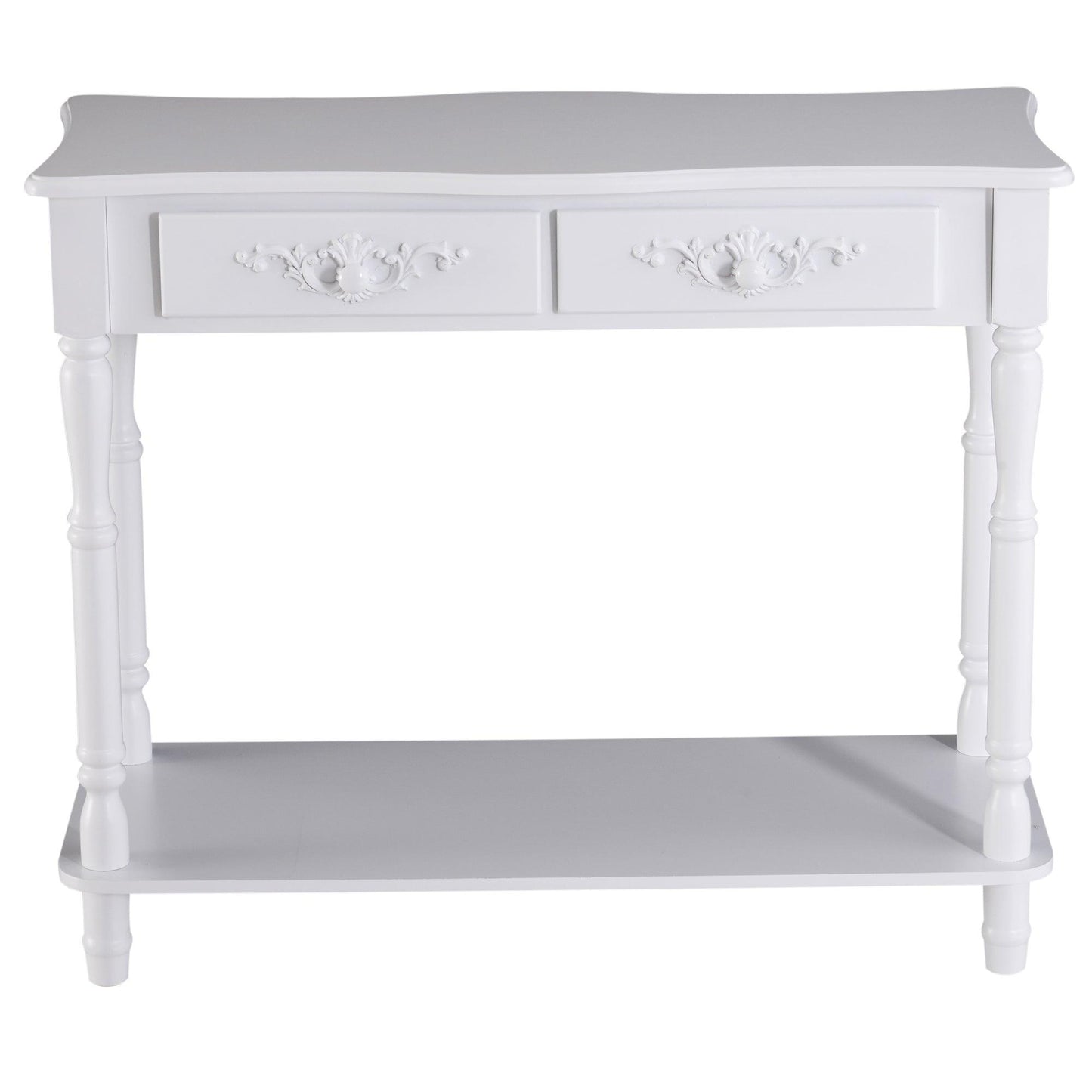 HOMCOM White Console Table with Storage Shelves & Drawers - ALL4U RETAILER LTD