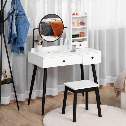 HOMCOM White Dressing Table Set - Elegant & Efficient - ALL4U RETAILER LTD