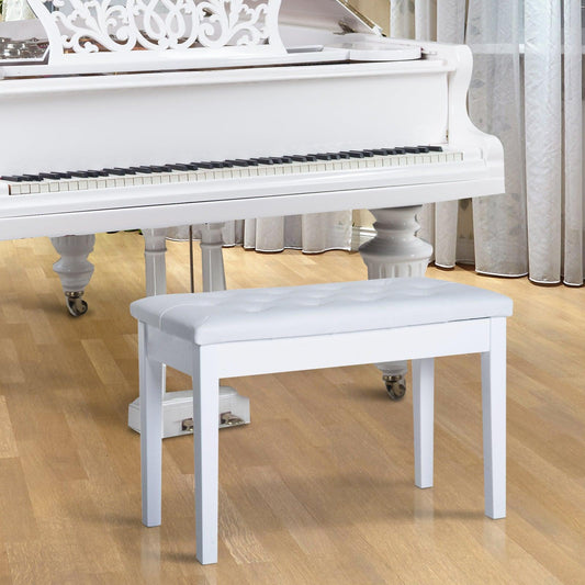 HOMCOM White Faux Leather Piano Stool - ALL4U RETAILER LTD