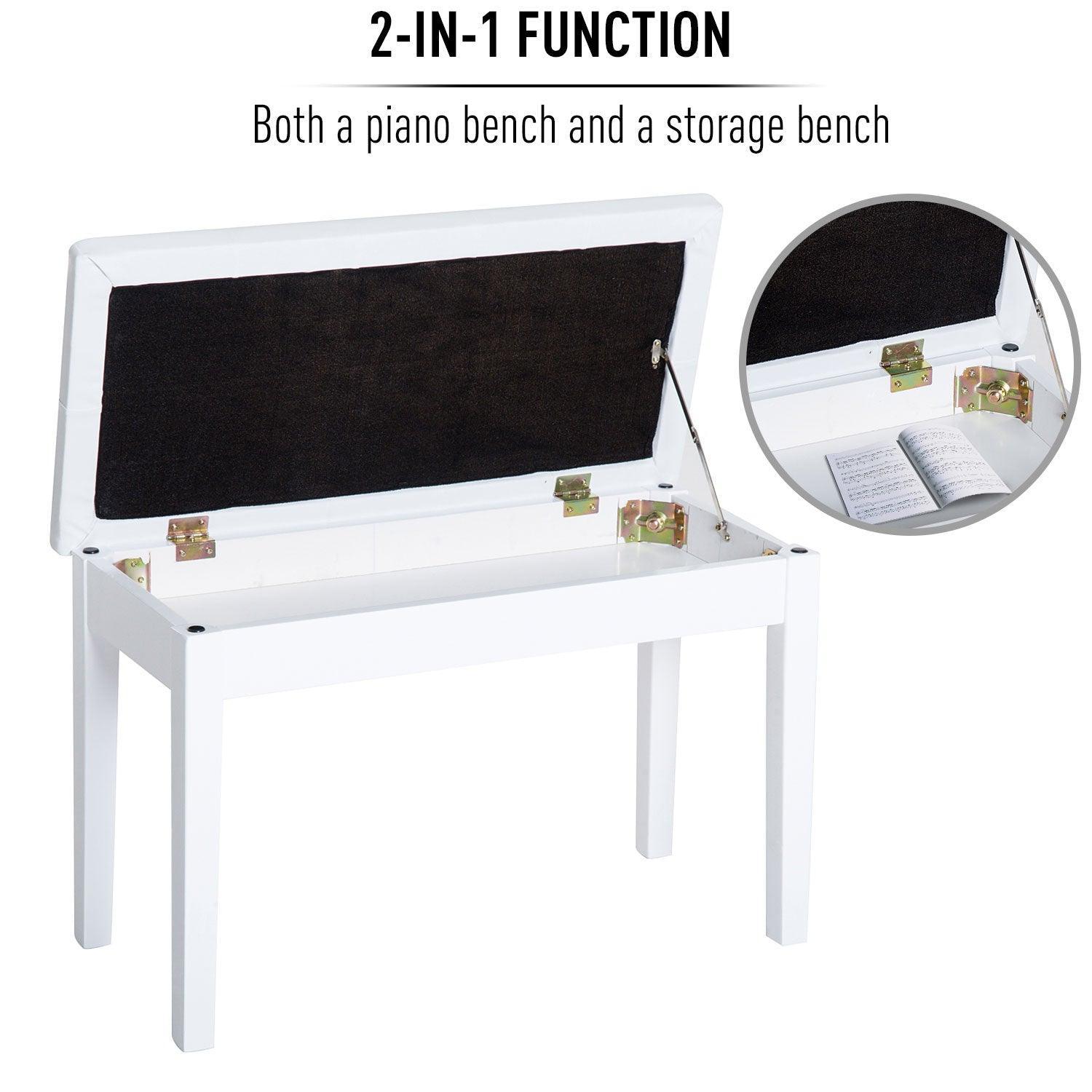 HOMCOM White Faux Leather Piano Stool - ALL4U RETAILER LTD