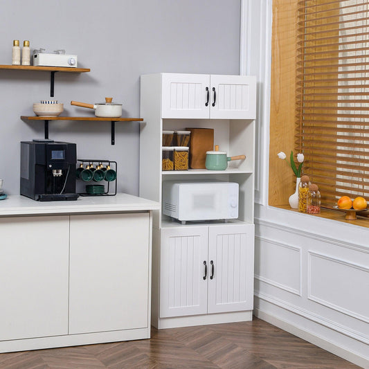 HOMCOM White Kitchen Cupboard with Adjustable Shelves - ALL4U RETAILER LTD