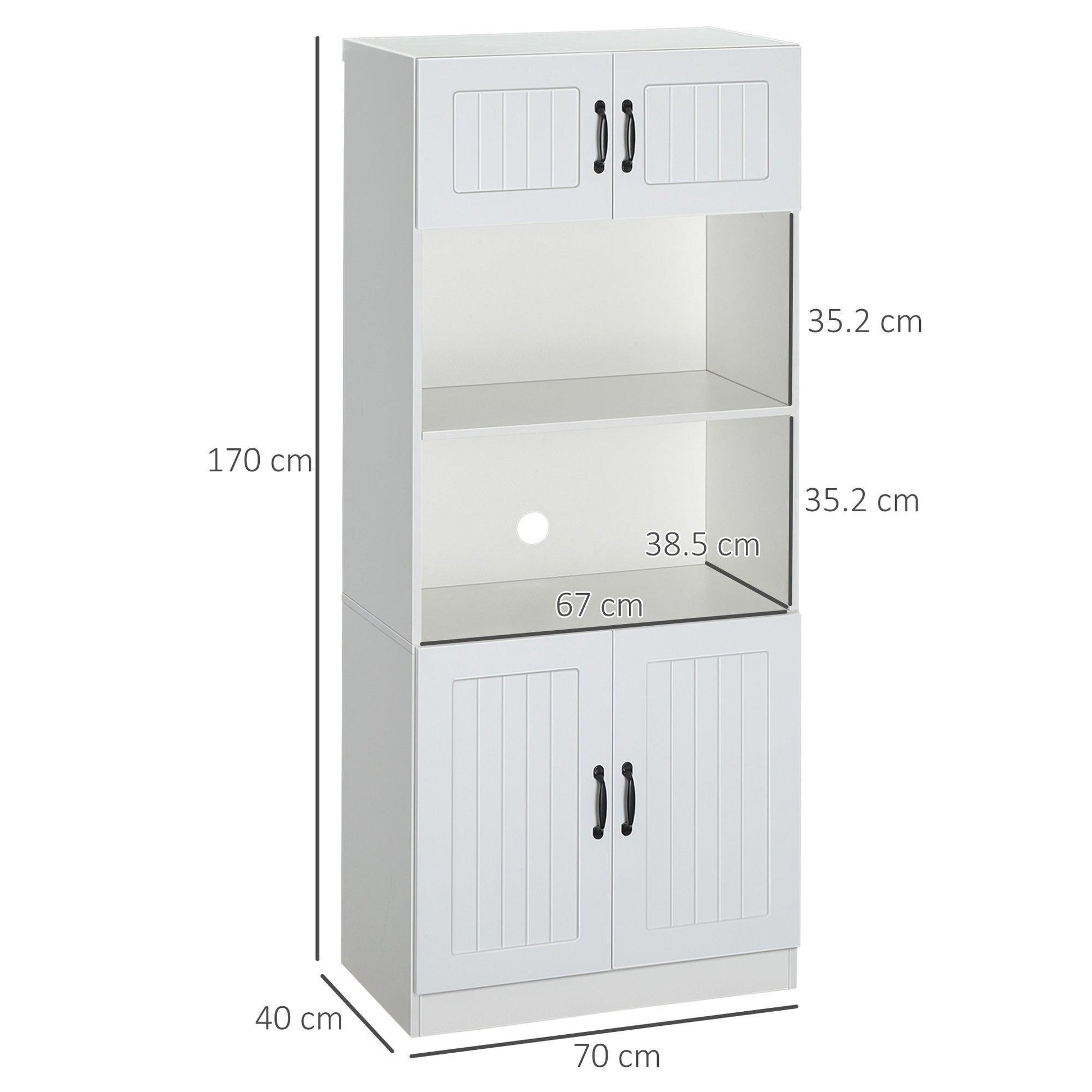 HOMCOM White Kitchen Cupboard with Adjustable Shelves - ALL4U RETAILER LTD