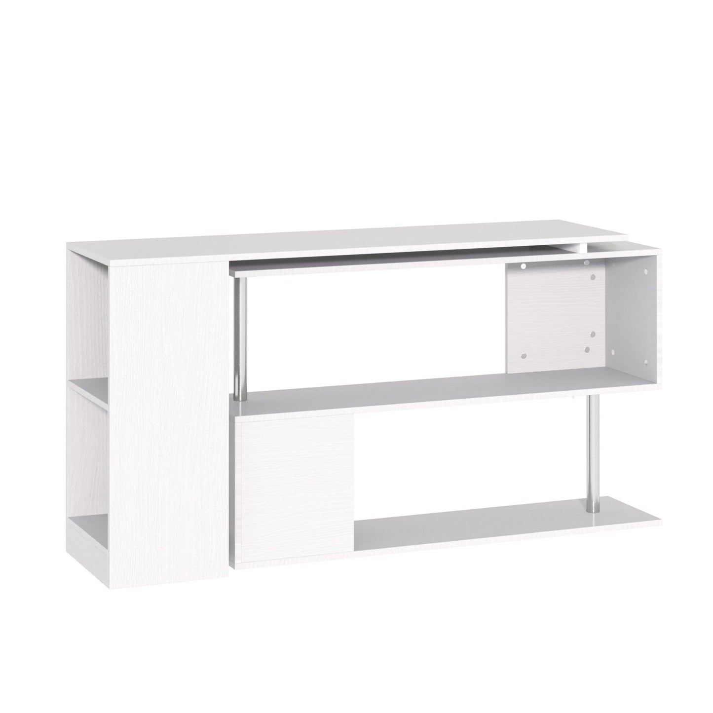 HOMCOM White L-Shaped Corner Desk - 360° Rotation & Storage - ALL4U RETAILER LTD