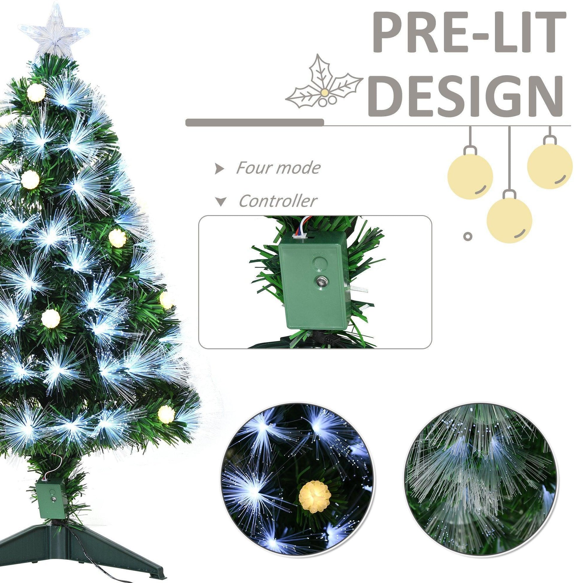 HOMCOM White Light Pre-Lit Christmas Tree - 3ft - ALL4U RETAILER LTD