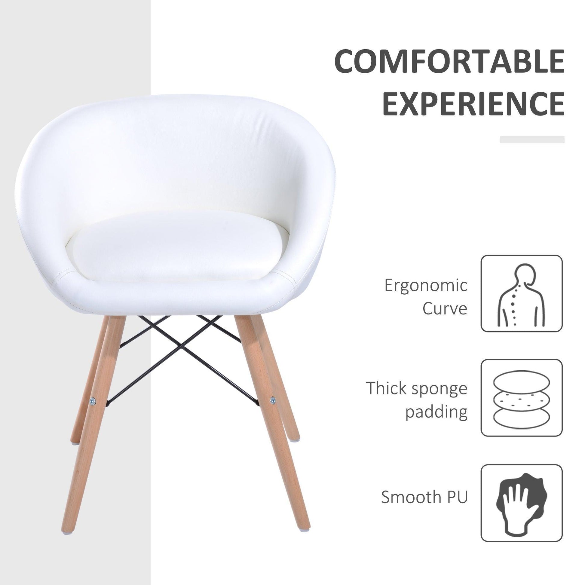 HOMCOM White Lounge Chair | Wooden Legs - ALL4U RETAILER LTD