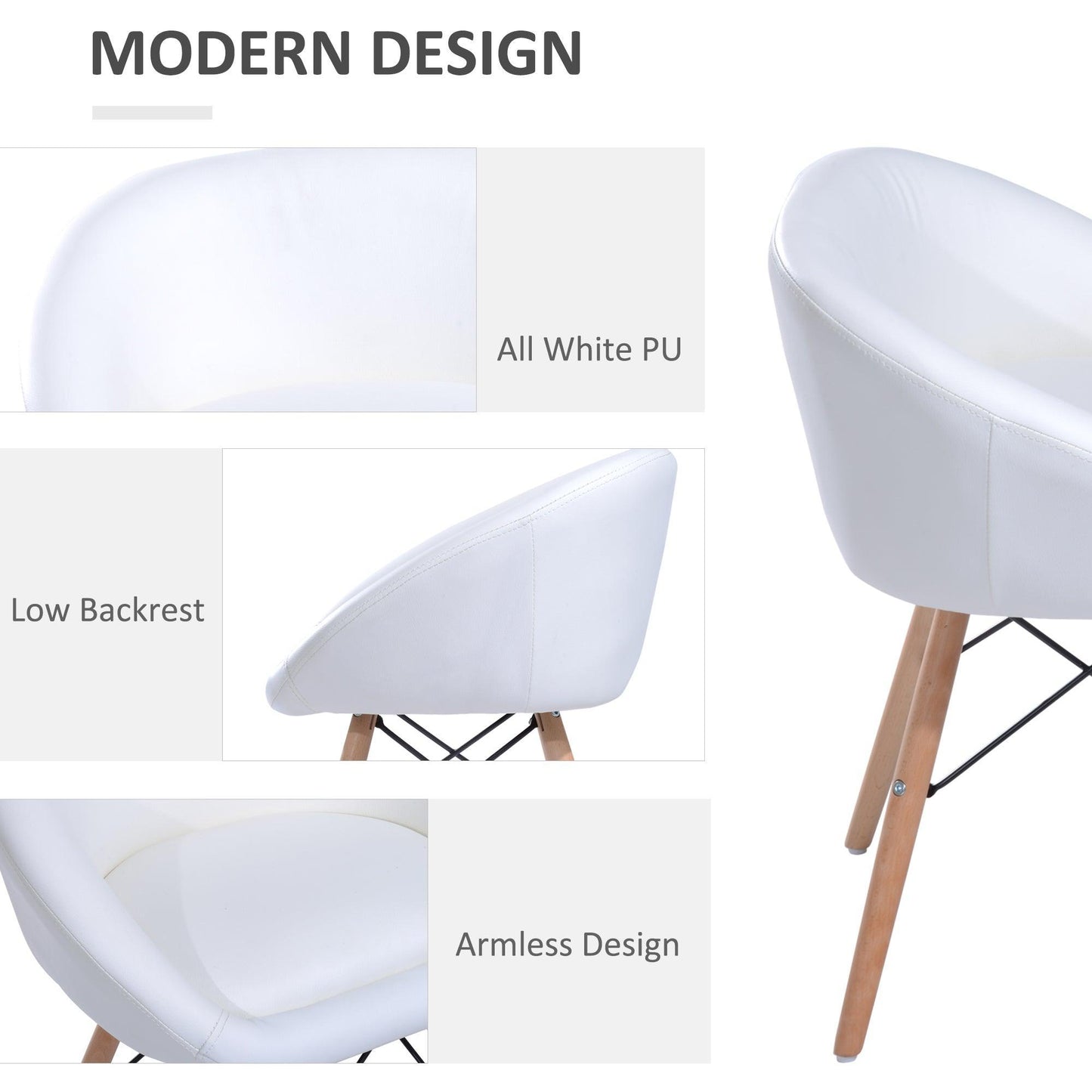 HOMCOM White Lounge Chair | Wooden Legs - ALL4U RETAILER LTD