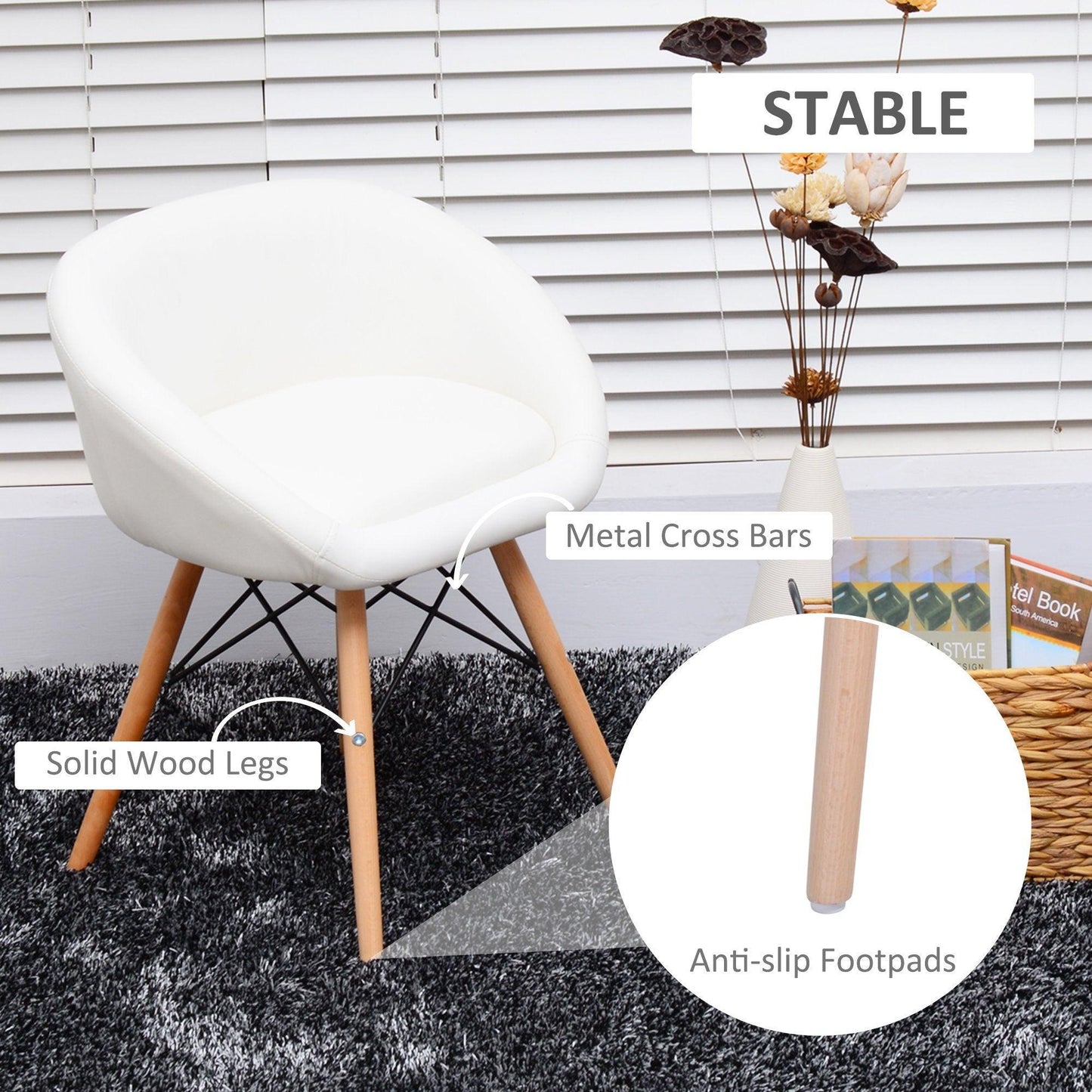 HOMCOM White Lounge Chair | Wooden Legs - ALL4U RETAILER LTD