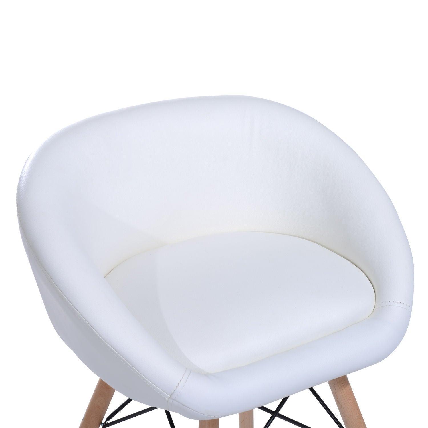 HOMCOM White Lounge Chair | Wooden Legs - ALL4U RETAILER LTD