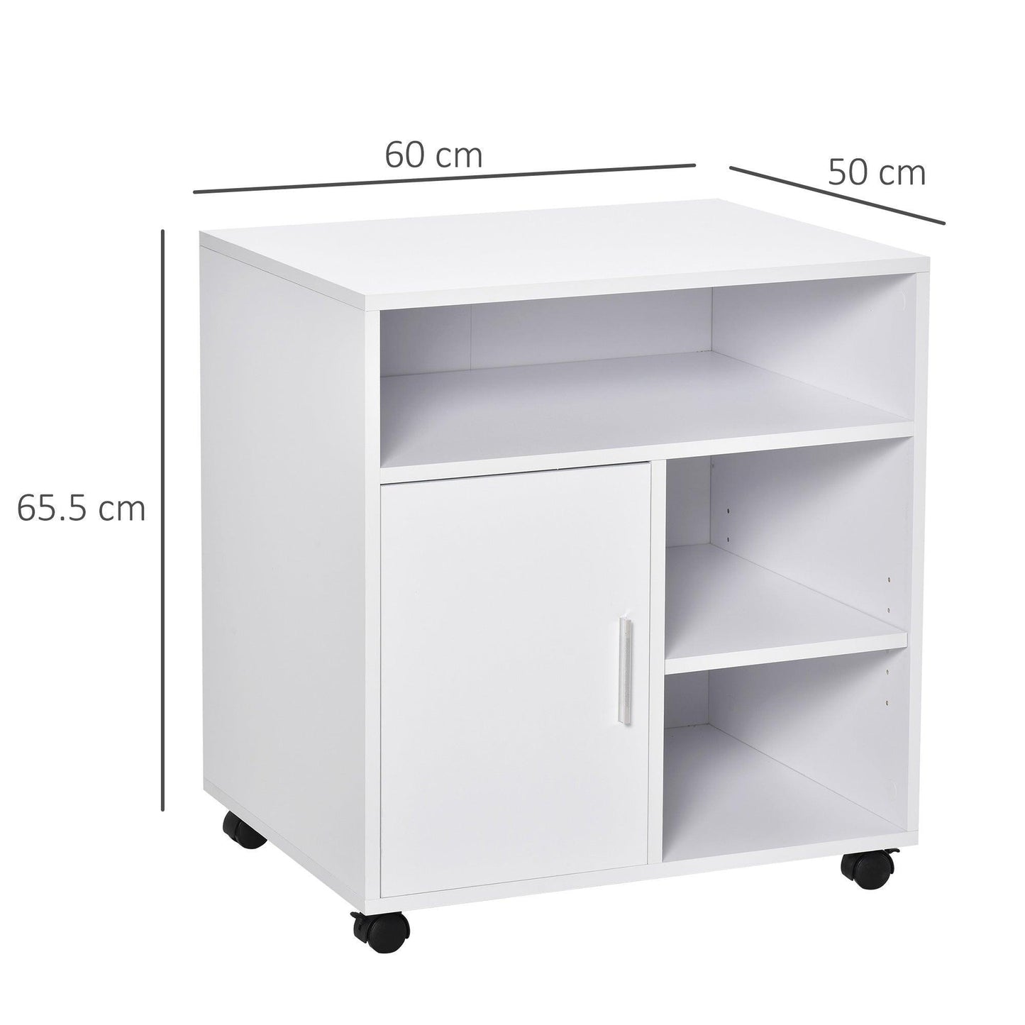HOMCOM White Printer Stand with Storage - Compact & Mobile - ALL4U RETAILER LTD