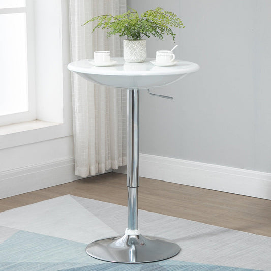 HOMCOM White Round Bar Table – Adjustable Height, Modern Design - ALL4U RETAILER LTD