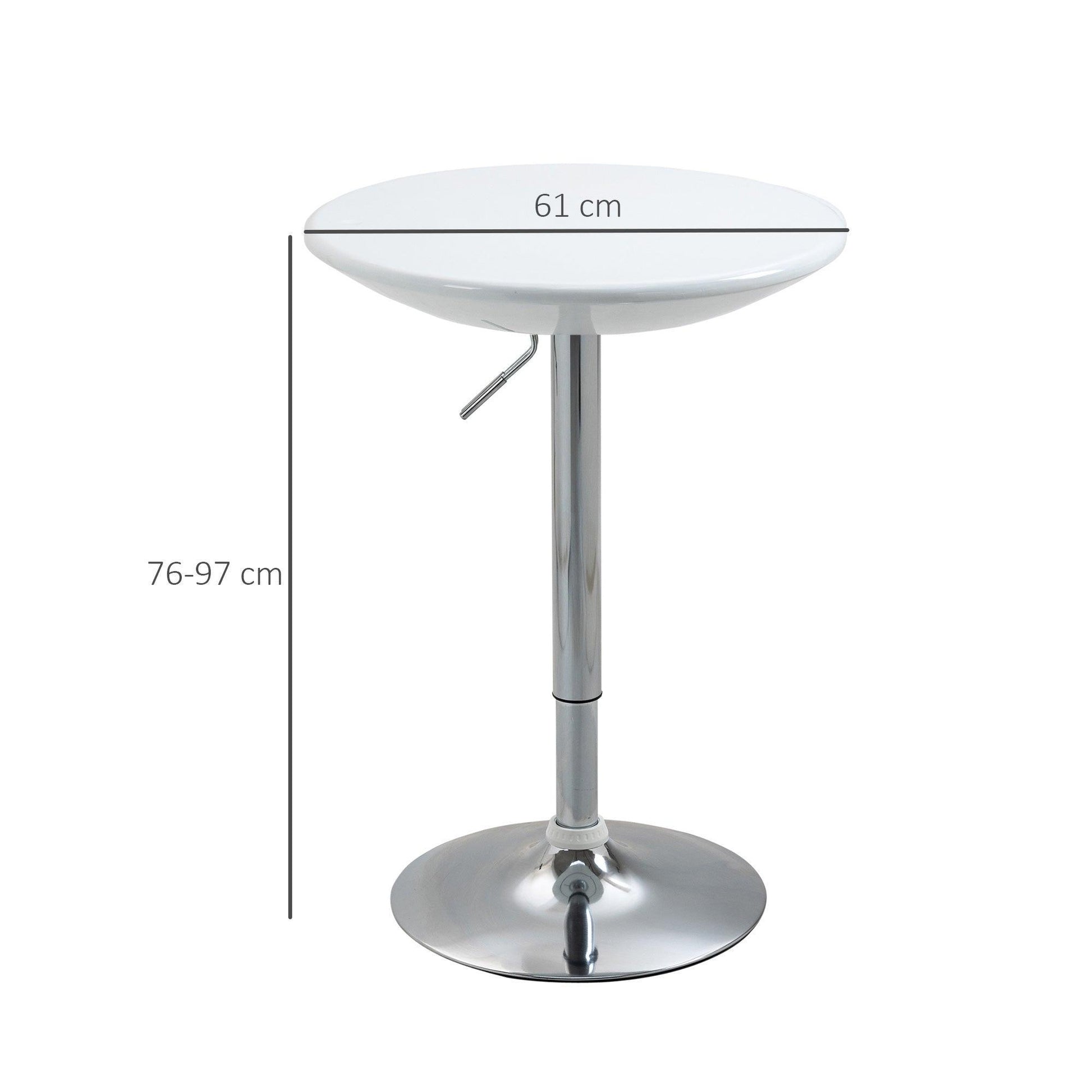 HOMCOM White Round Bar Table – Adjustable Height, Modern Design - ALL4U RETAILER LTD