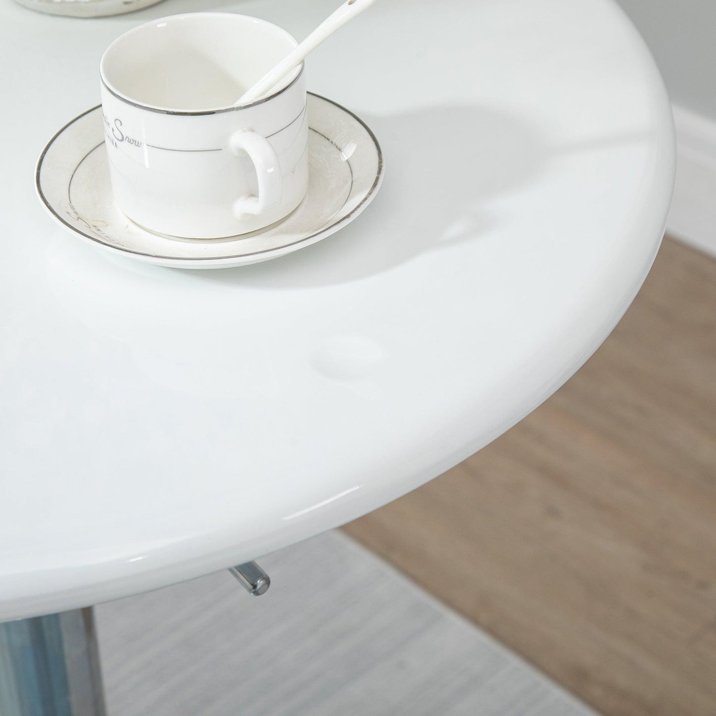 HOMCOM White Round Bar Table – Adjustable Height, Modern Design - ALL4U RETAILER LTD