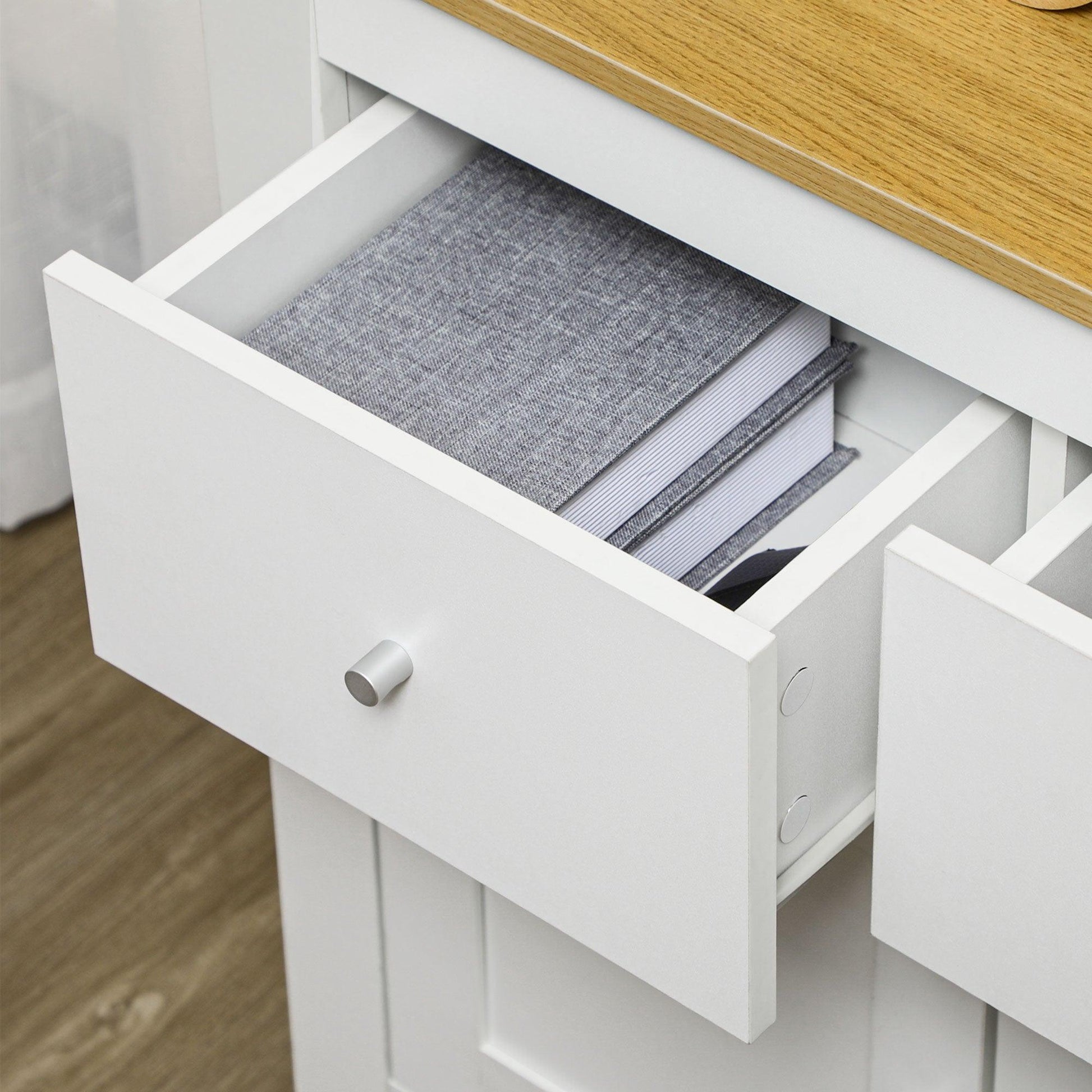 HOMCOM White Sideboard Storage Cabinet - Modern & Spacious - ALL4U RETAILER LTD