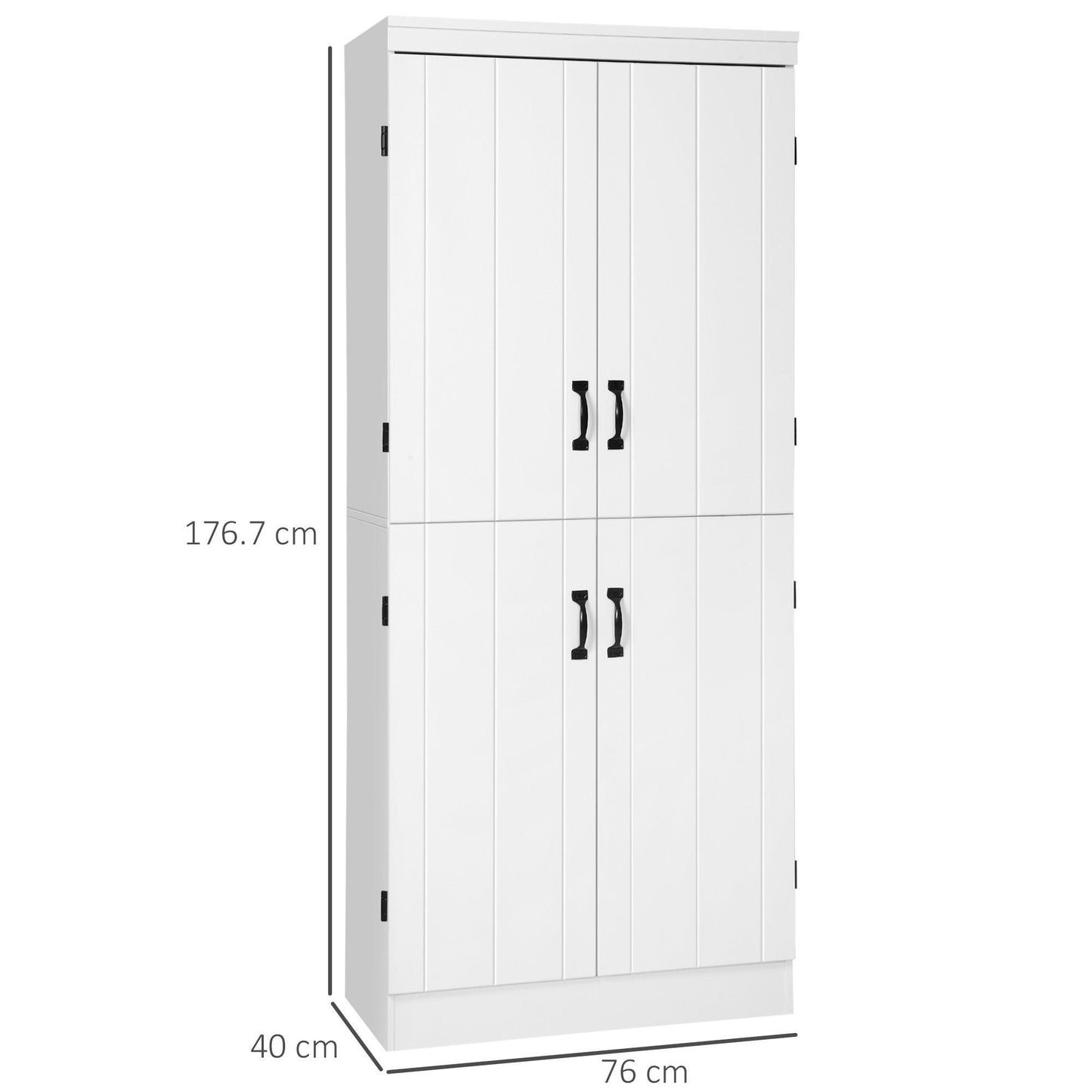 HOMCOM White Tall Kitchen Cupboard: 6-Tier Storage - ALL4U RETAILER LTD