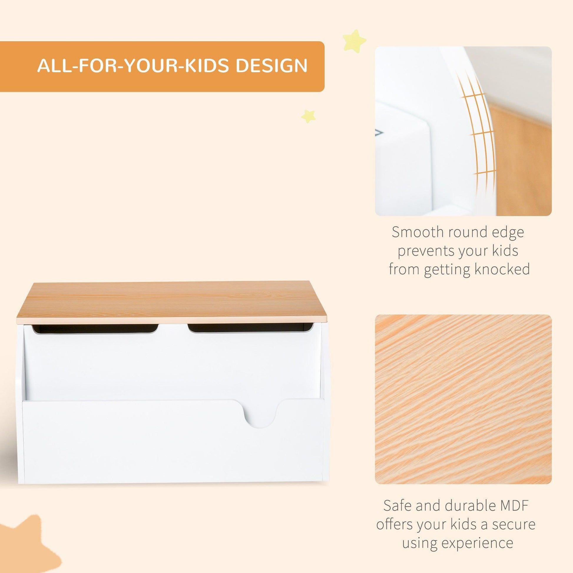 HOMCOM White Toy Box Storage Chest with Book Slot - ALL4U RETAILER LTD