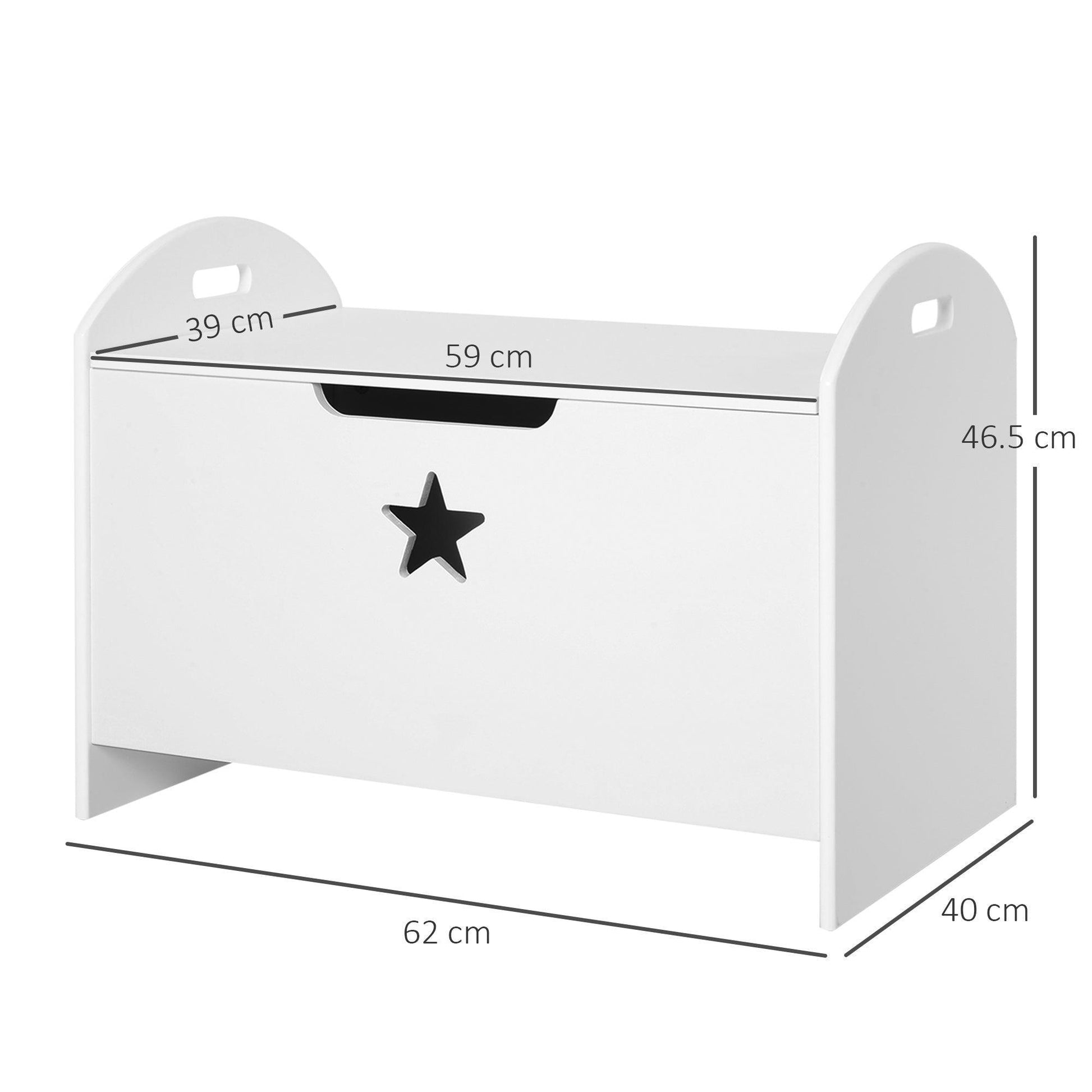 HOMCOM White Toy Chest with Safety Hinge - ALL4U RETAILER LTD