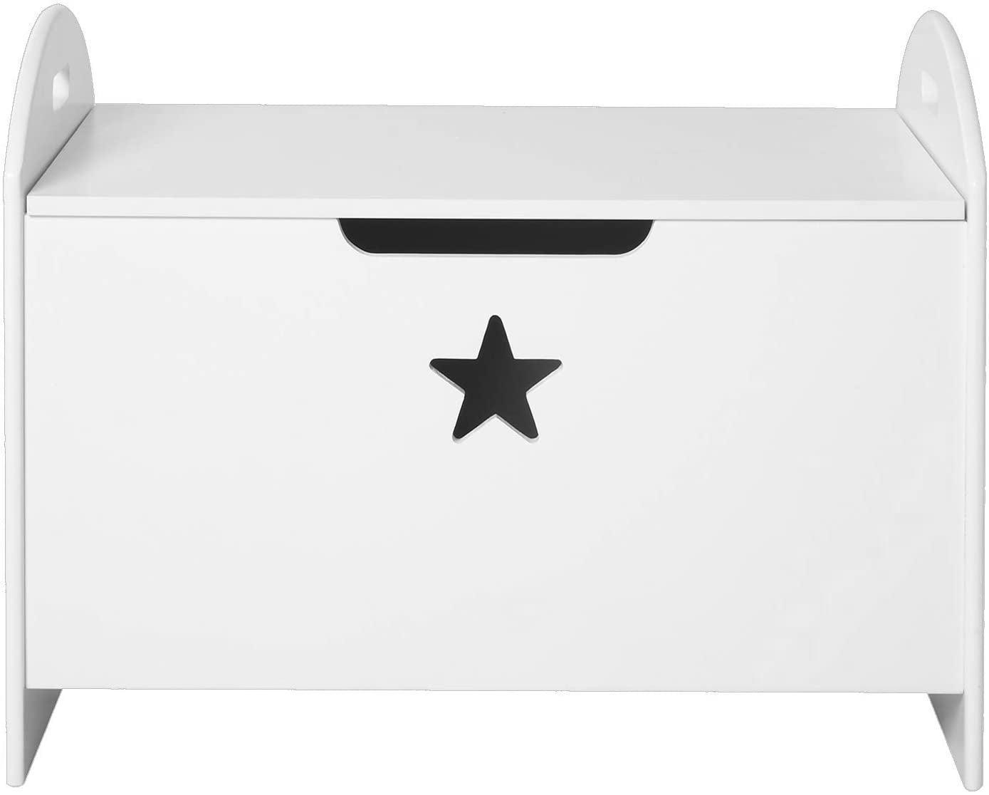 HOMCOM White Toy Chest with Safety Hinge - ALL4U RETAILER LTD