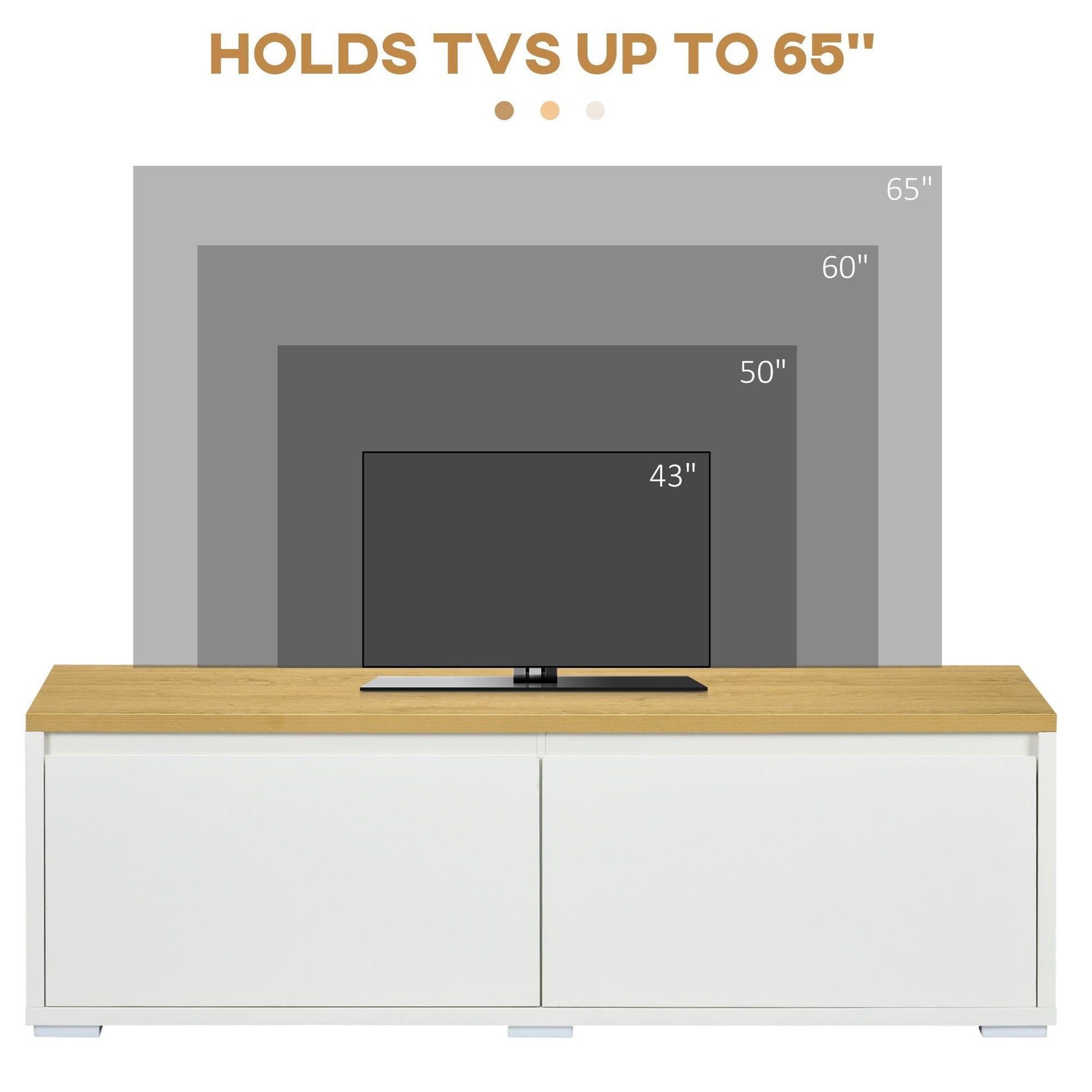 HOMCOM White TV Stand - Stylish 65 Wood Entertainment - ALL4U RETAILER LTD