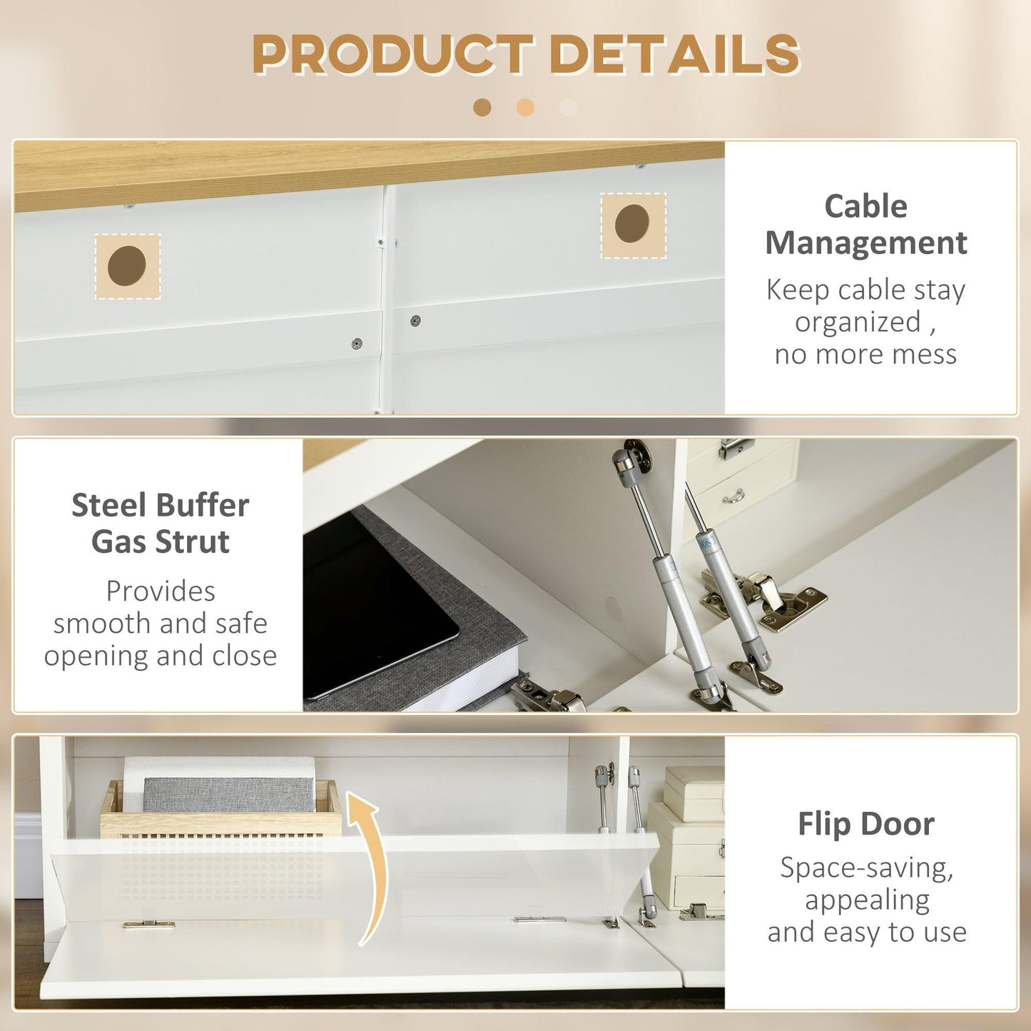 HOMCOM White TV Stand - Stylish 65 Wood Entertainment - ALL4U RETAILER LTD