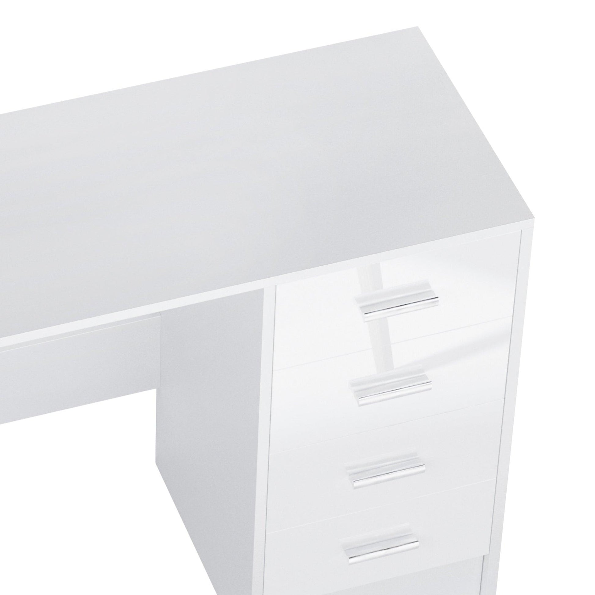 HOMCOM White Writing Desk with 4 Drawers - ALL4U RETAILER LTD
