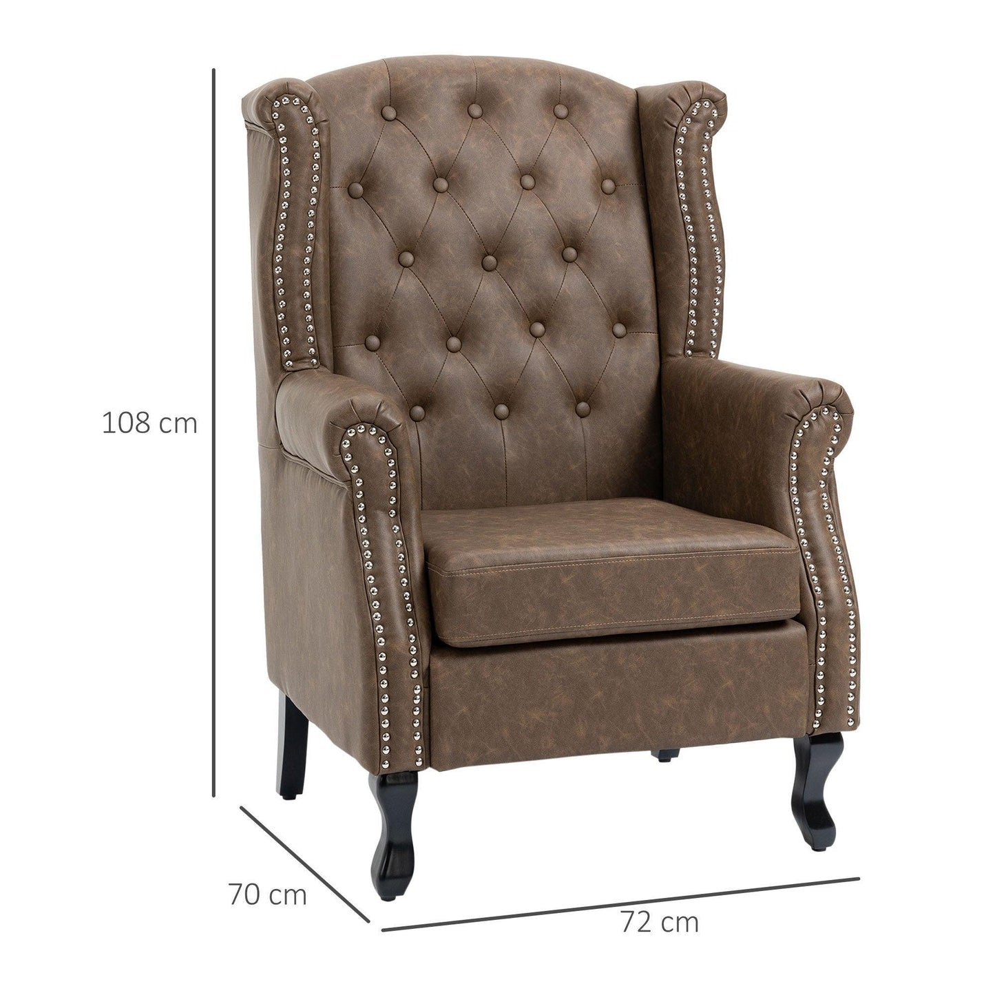 HOMCOM Wingback Accent Chair - Elegant Brown - ALL4U RETAILER LTD