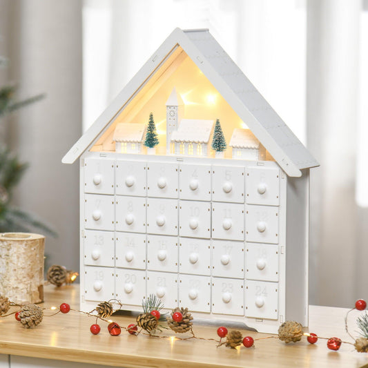 HOMCOM Wooden Advent Calendar, Christmas Decoration - ALL4U RETAILER LTD