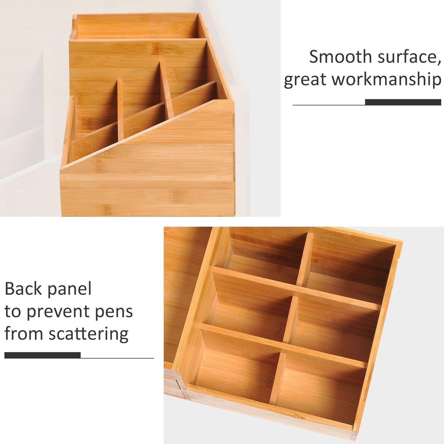 HOMCOM Wooden Desk Organiser with 7 Compartments & 2 Drawers - ALL4U RETAILER LTD