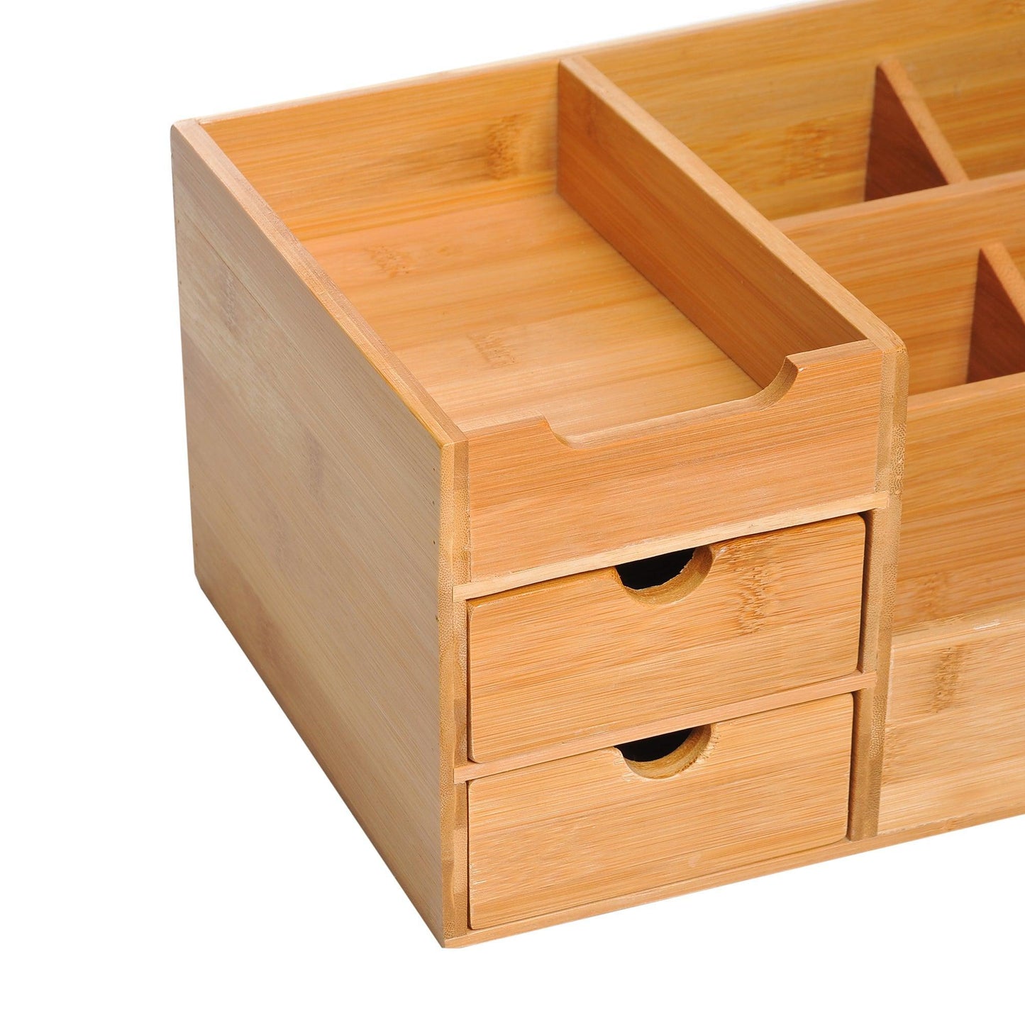 HOMCOM Wooden Desk Organiser with 7 Compartments & 2 Drawers - ALL4U RETAILER LTD