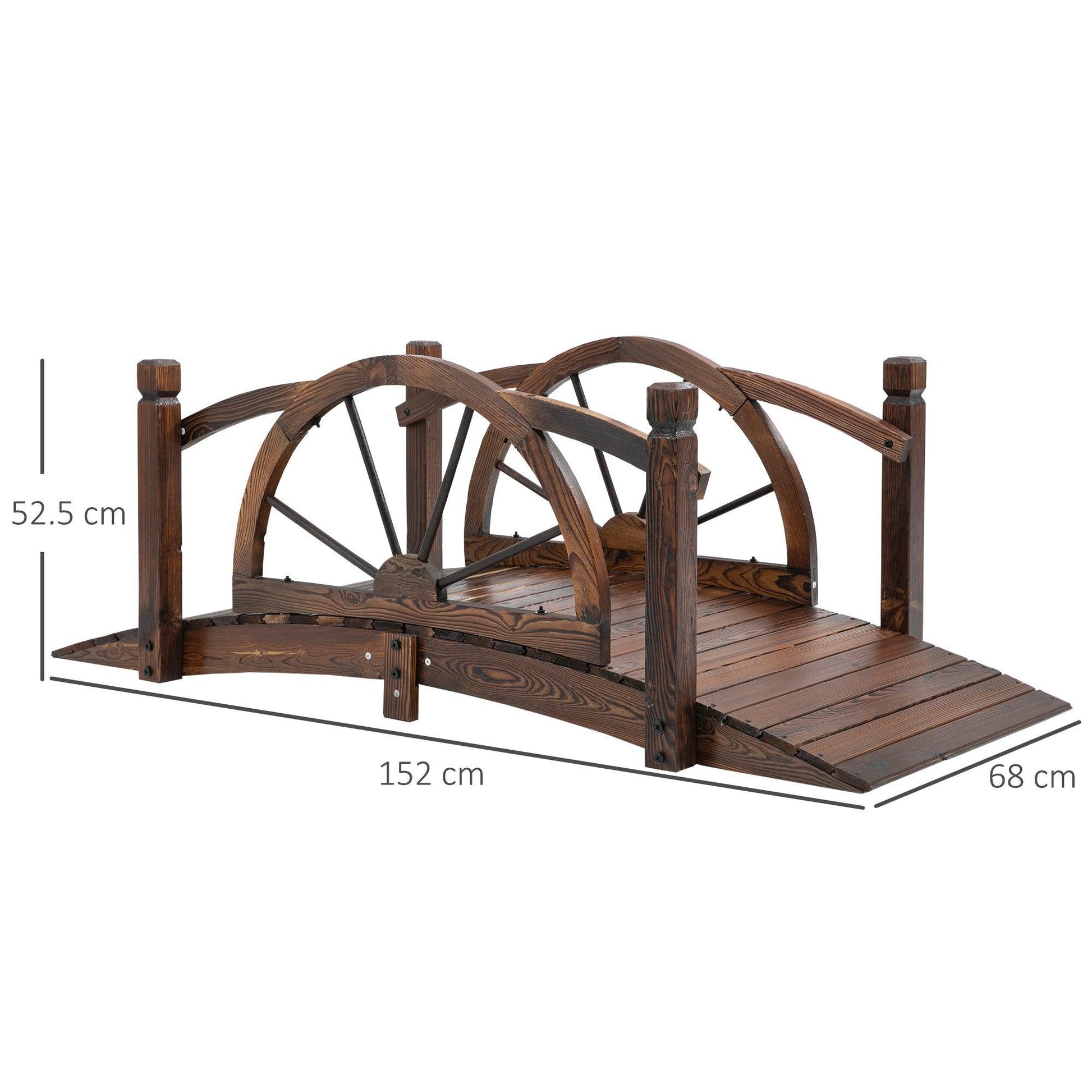 HOMCOM Wooden Garden Bridge with Safety Guardrail - ALL4U RETAILER LTD