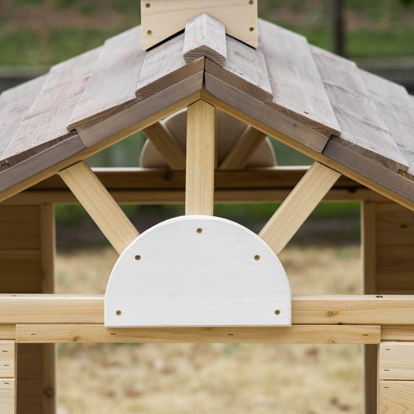 HOMCOM Wooden Kids Playhouse: Outdoor Cottage for Ages 3-7 - ALL4U RETAILER LTD