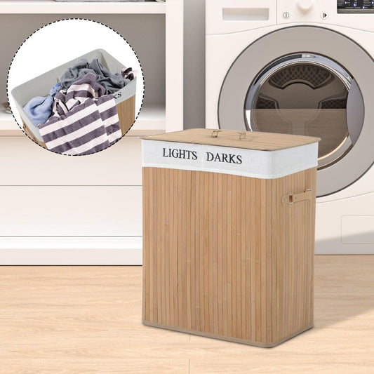HOMCOM Wooden Laundry Hamper - Space-Saving Storage - ALL4U RETAILER LTD