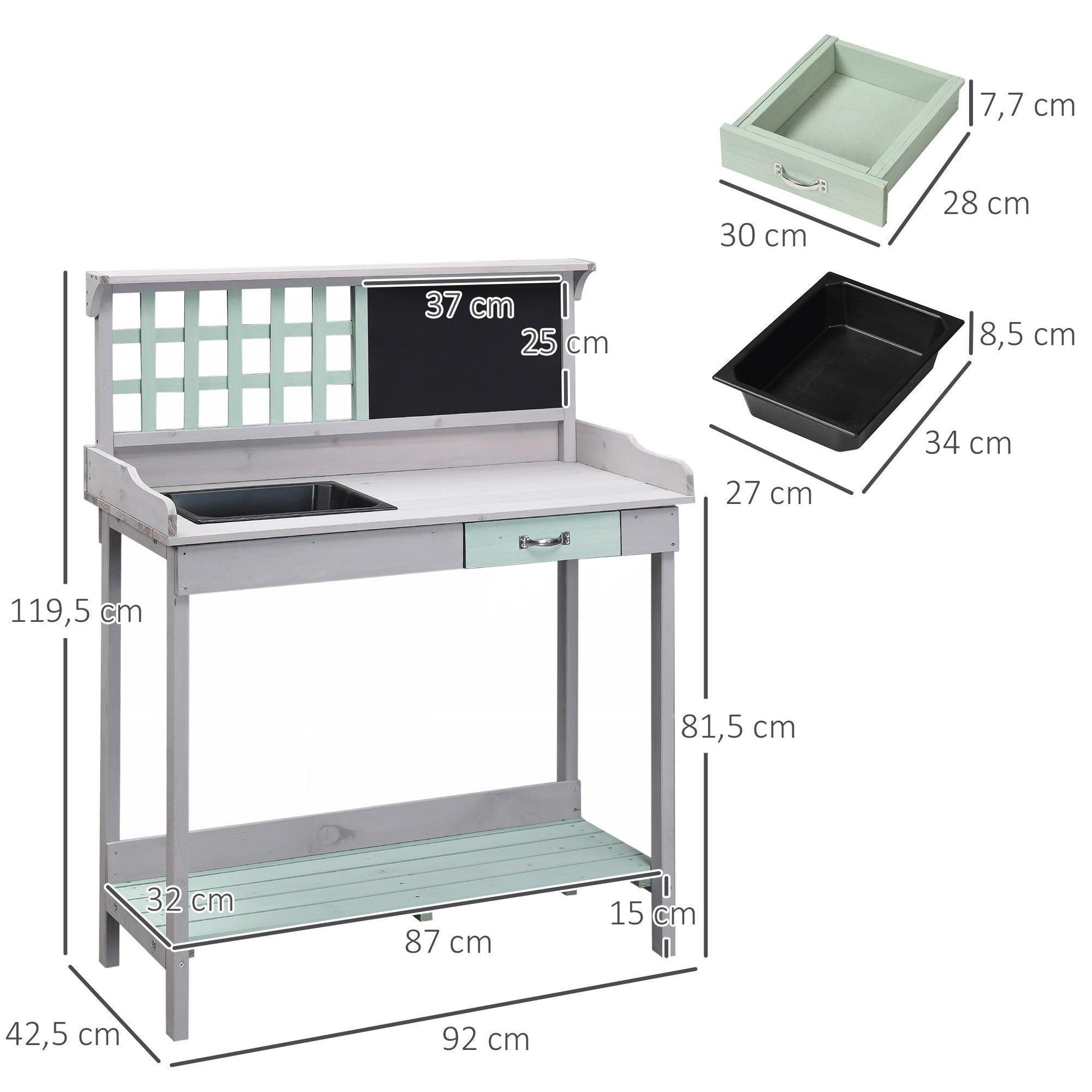 HOMCOM Wooden Potting Table: Garden Work Bench with Drawer Storage - ALL4U RETAILER LTD