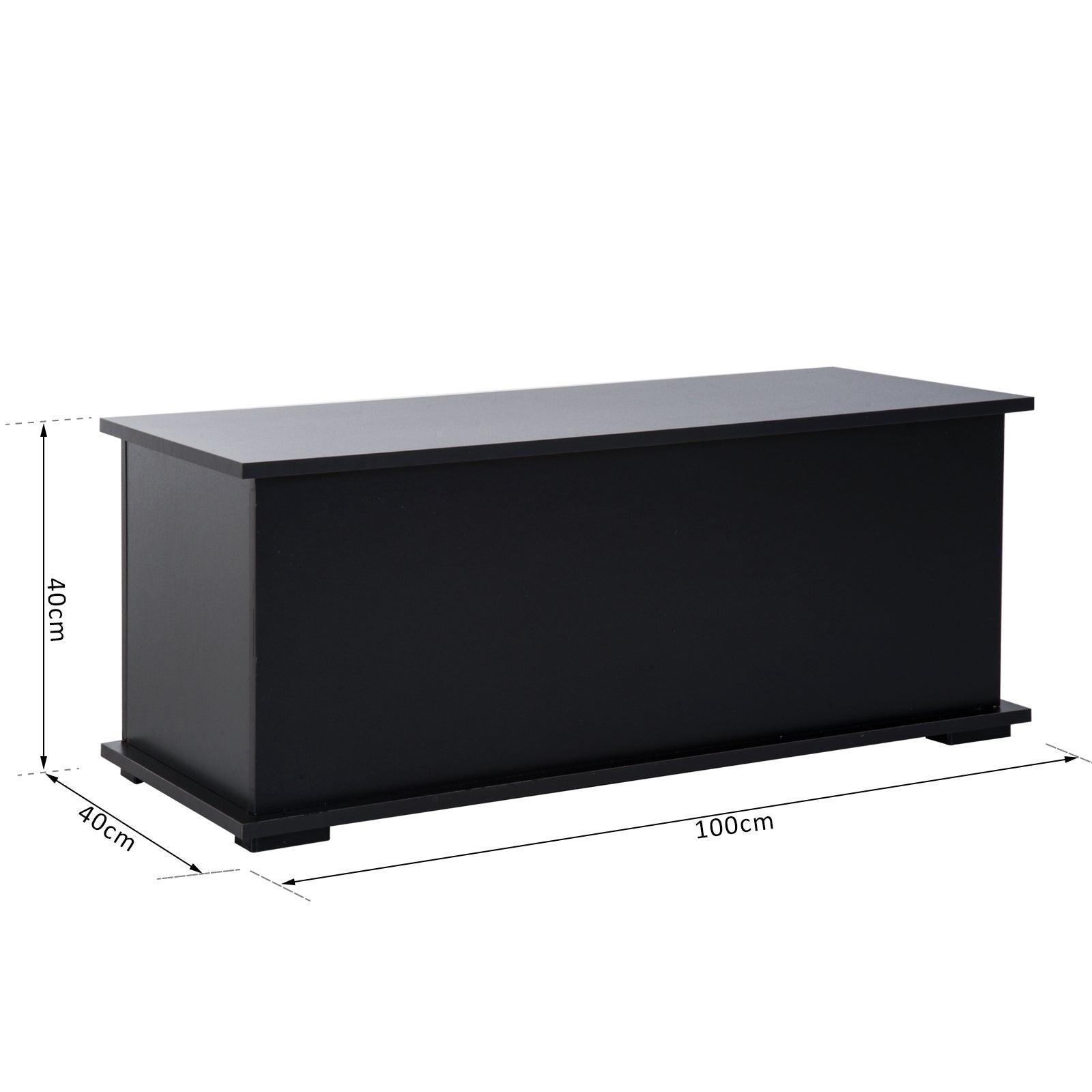 HOMCOM Wooden Storage Box Ottoman - Black - ALL4U RETAILER LTD