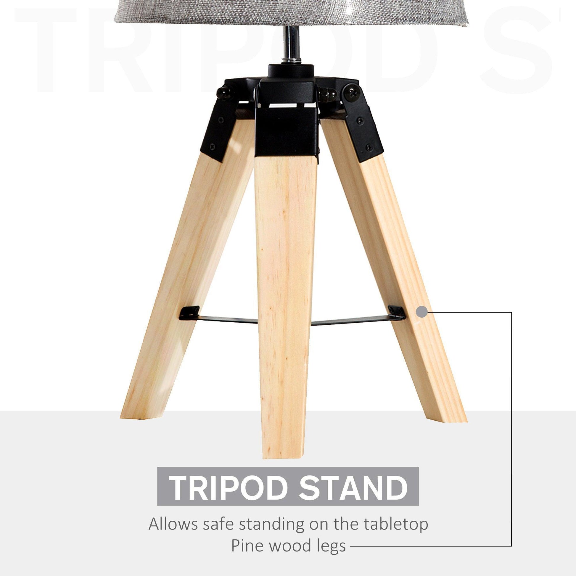 HOMCOM Tripod Table Lamp - Grey Shade - ALL4U RETAILER LTD