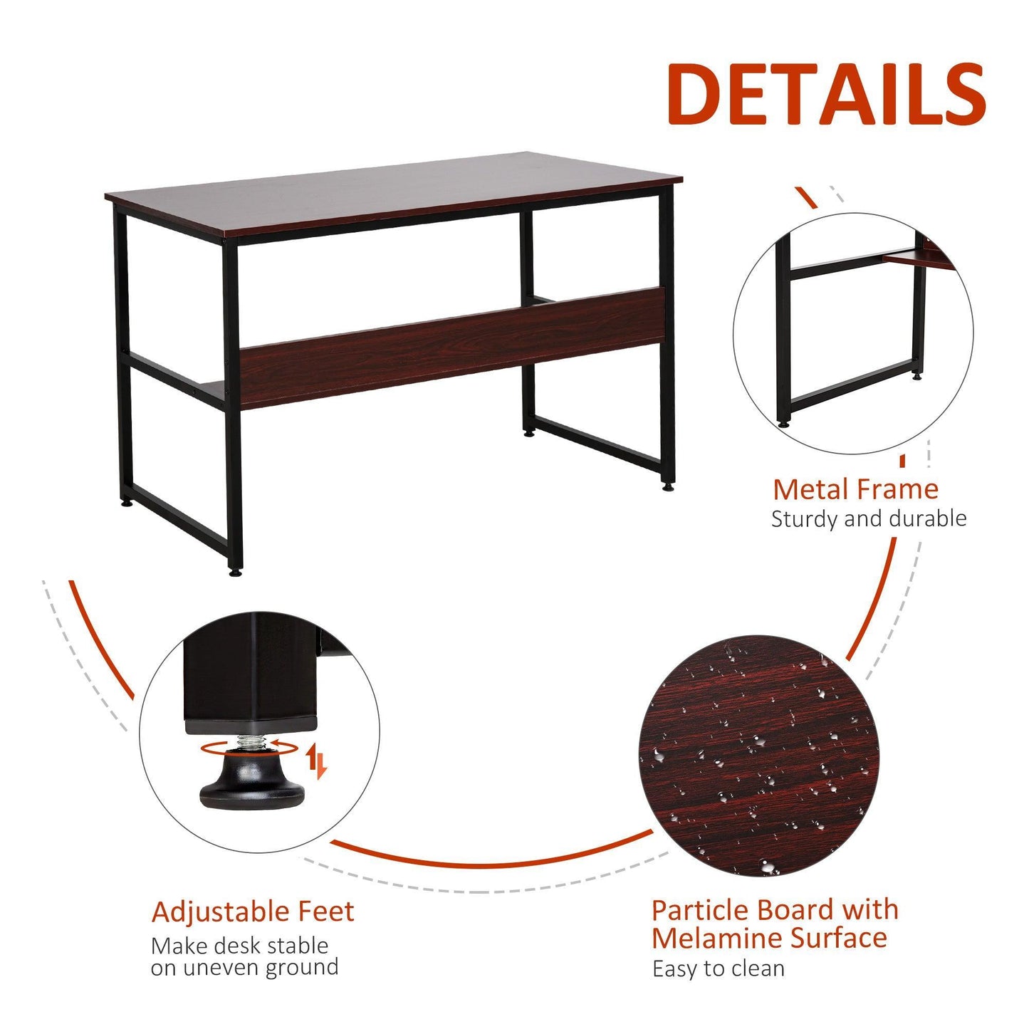 HOMCOM Writing Desk with Storage Shelf - ALL4U RETAILER LTD