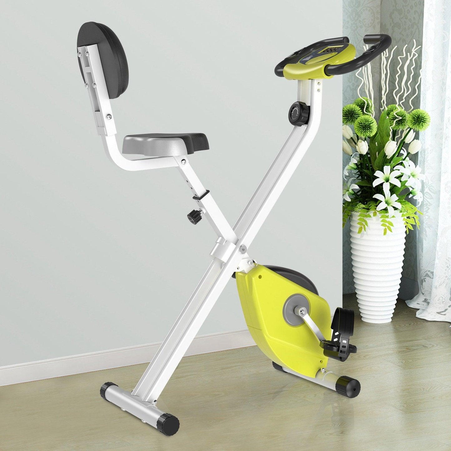 HOMCOM Yellow Exercise Bike with LCD Monitor - ALL4U RETAILER LTD