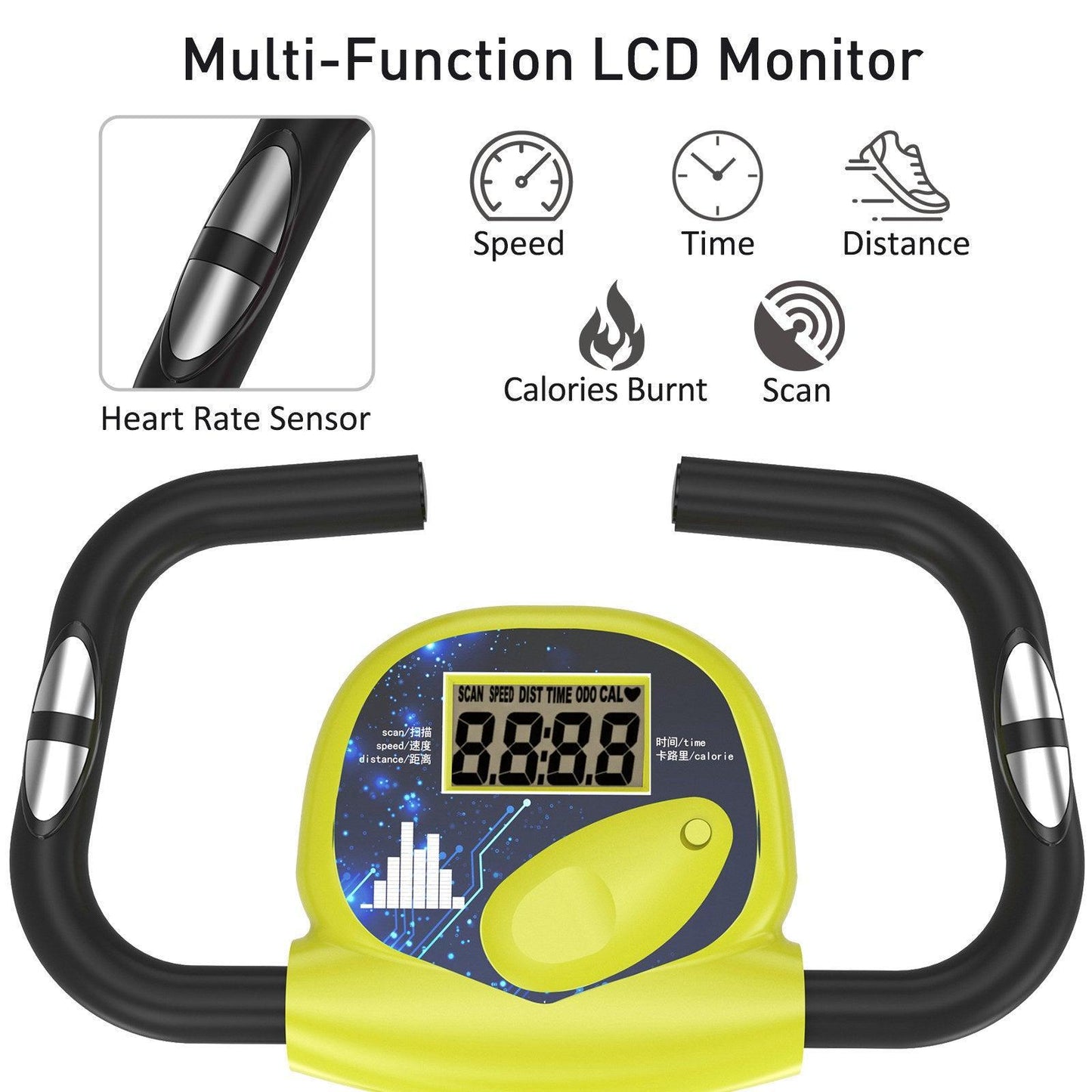HOMCOM Yellow Exercise Bike with LCD Monitor - ALL4U RETAILER LTD