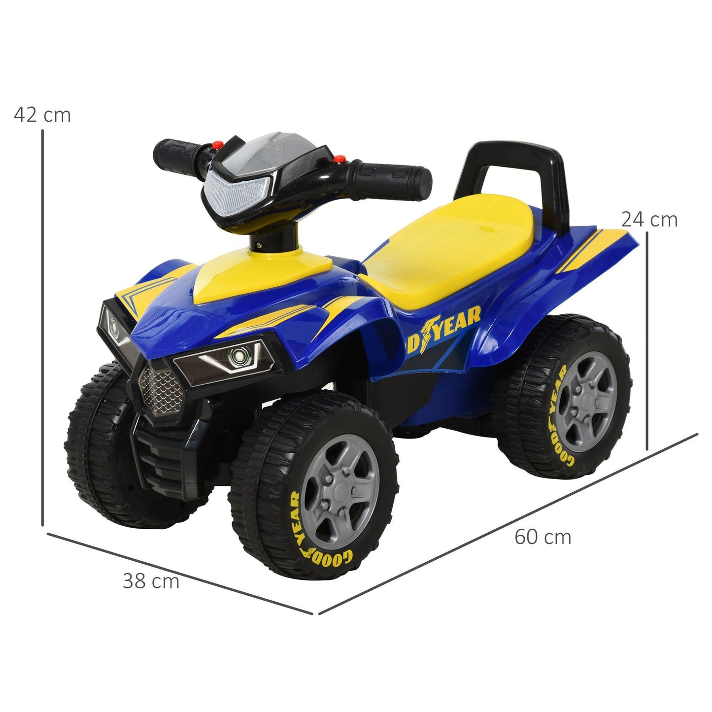 HOMCOM Yellow/Blue Quad Bike Walker for Toddlers - ALL4U RETAILER LTD