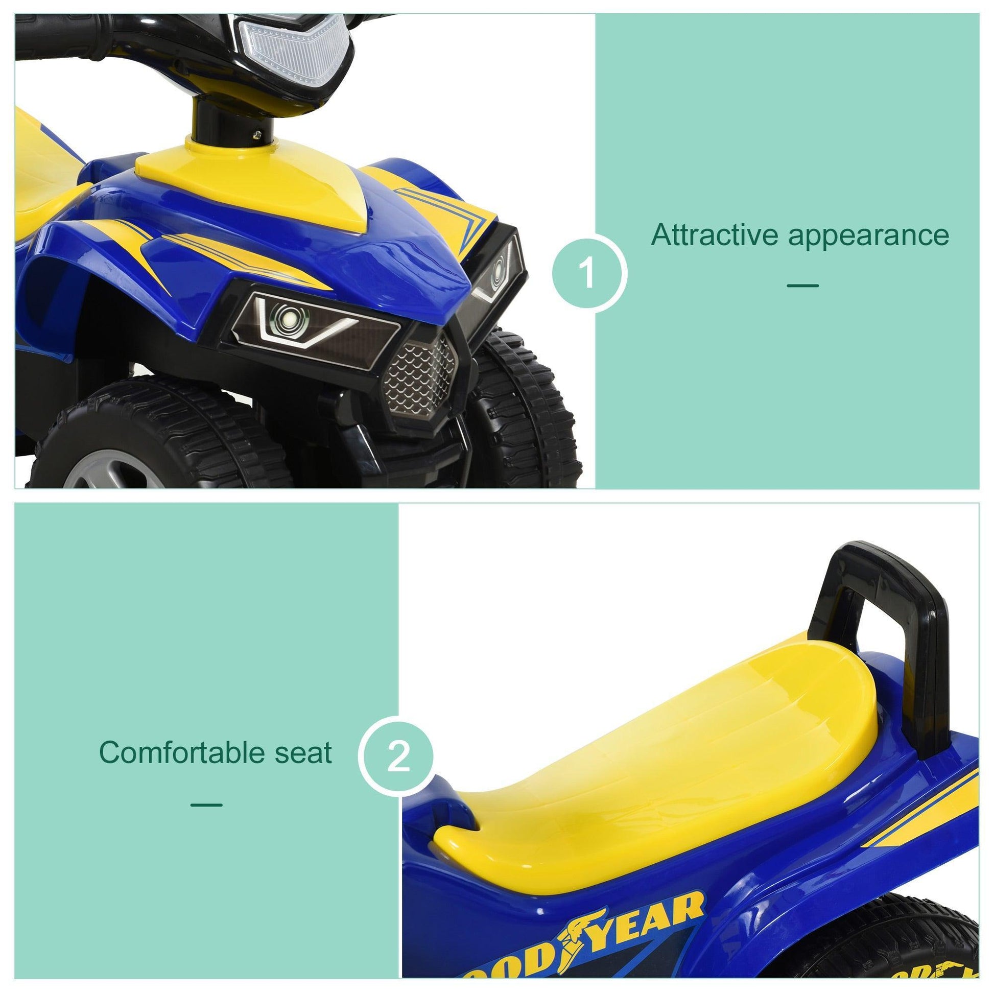 HOMCOM Yellow/Blue Quad Bike Walker for Toddlers - ALL4U RETAILER LTD