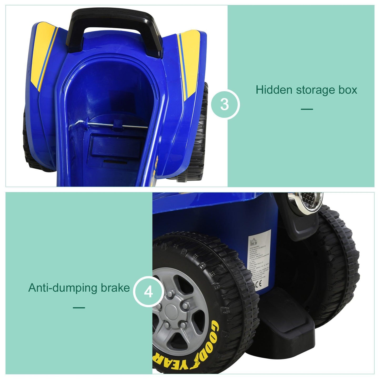 HOMCOM Yellow/Blue Quad Bike Walker for Toddlers - ALL4U RETAILER LTD