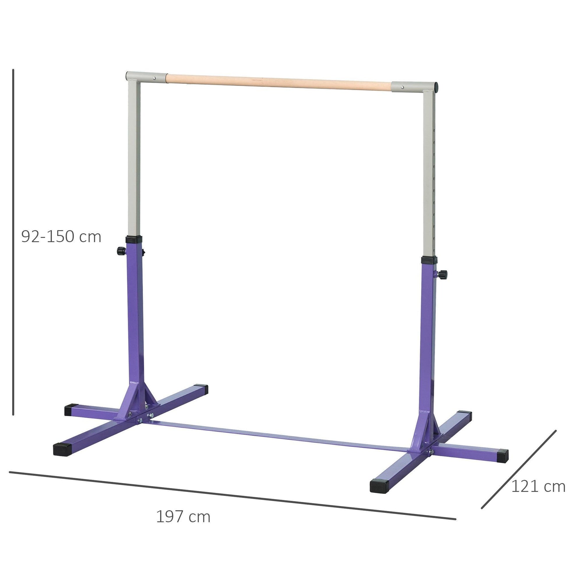 HOMCOMAdjustable Gymnastics Bar for Kids - Purple - ALL4U RETAILER LTD