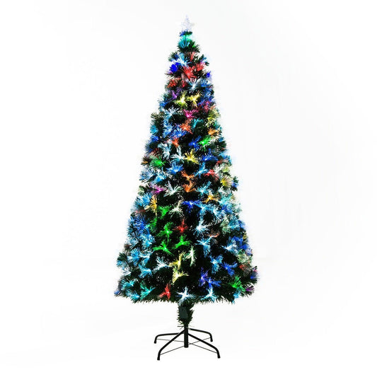 HOMCOMArtificial Tree with LED Fiber Optics - 6ft Tall - ALL4U RETAILER LTD