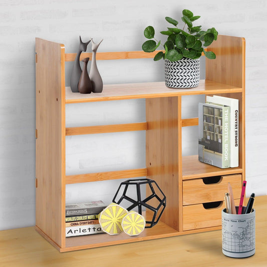 HOMCOMBamboo Desk Organiser with Drawers | Compact & Efficient - ALL4U RETAILER LTD