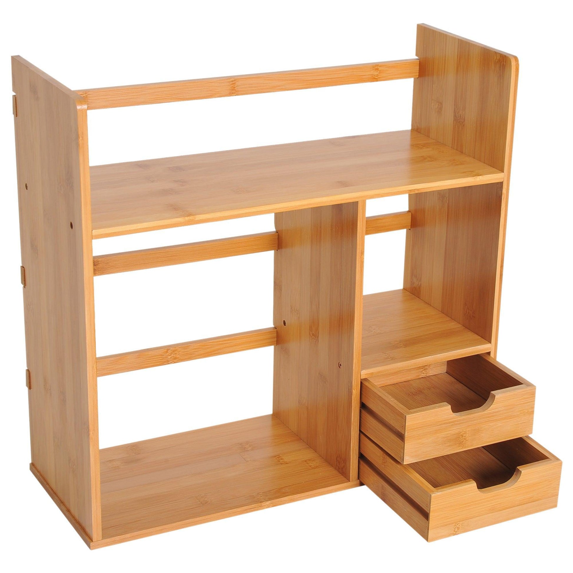 HOMCOMBamboo Desk Organiser with Drawers | Compact & Efficient - ALL4U RETAILER LTD