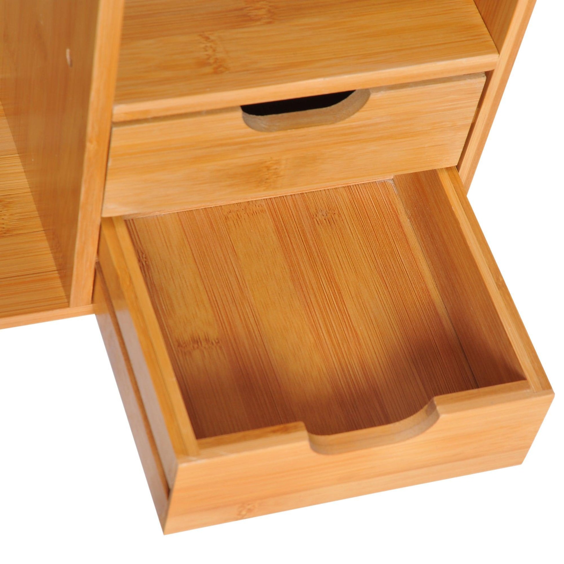 HOMCOMBamboo Desk Organiser with Drawers | Compact & Efficient - ALL4U RETAILER LTD