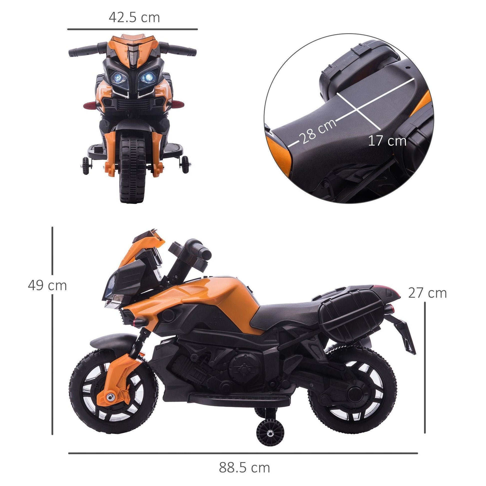 HOMCOMElectric Ride-On Motorcycle Toy for Kids - 6V, Rechargeable - ALL4U RETAILER LTD