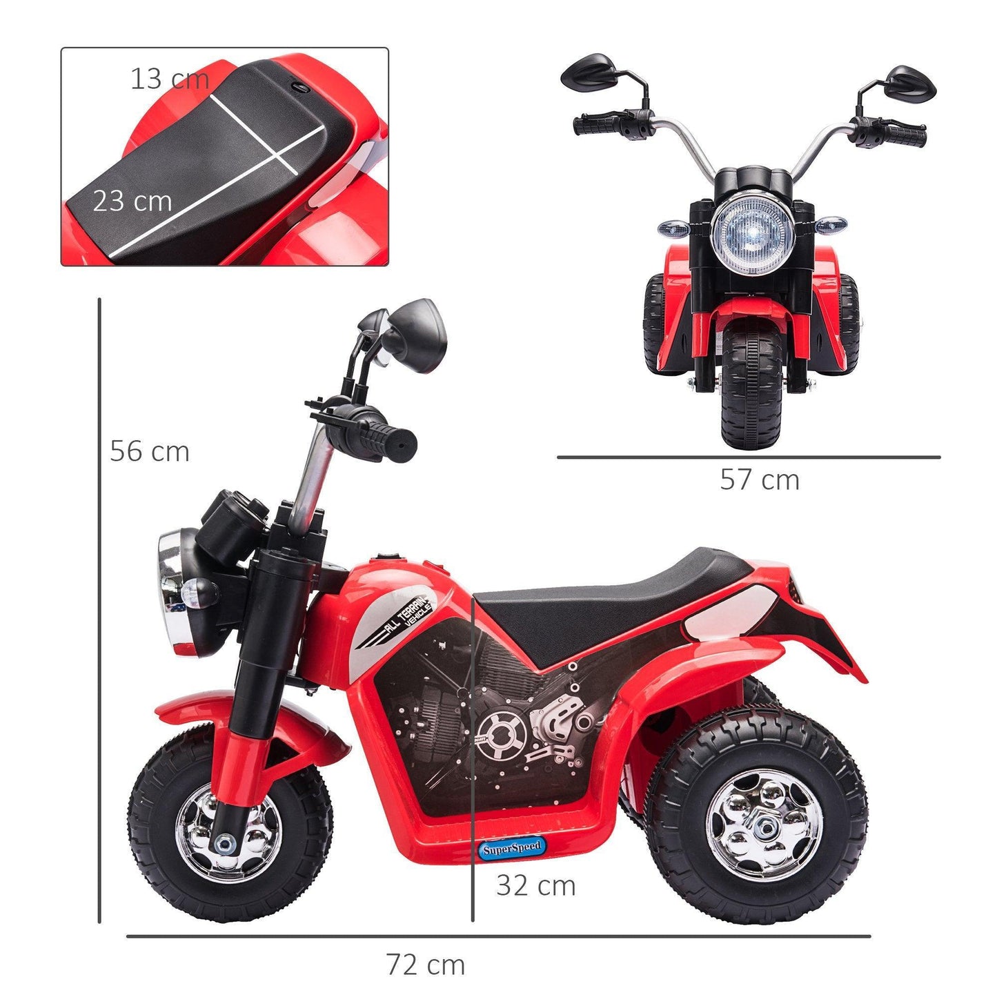 HOMCOMKids Electric Motorbike 6V Rechargeable - Red - ALL4U RETAILER LTD