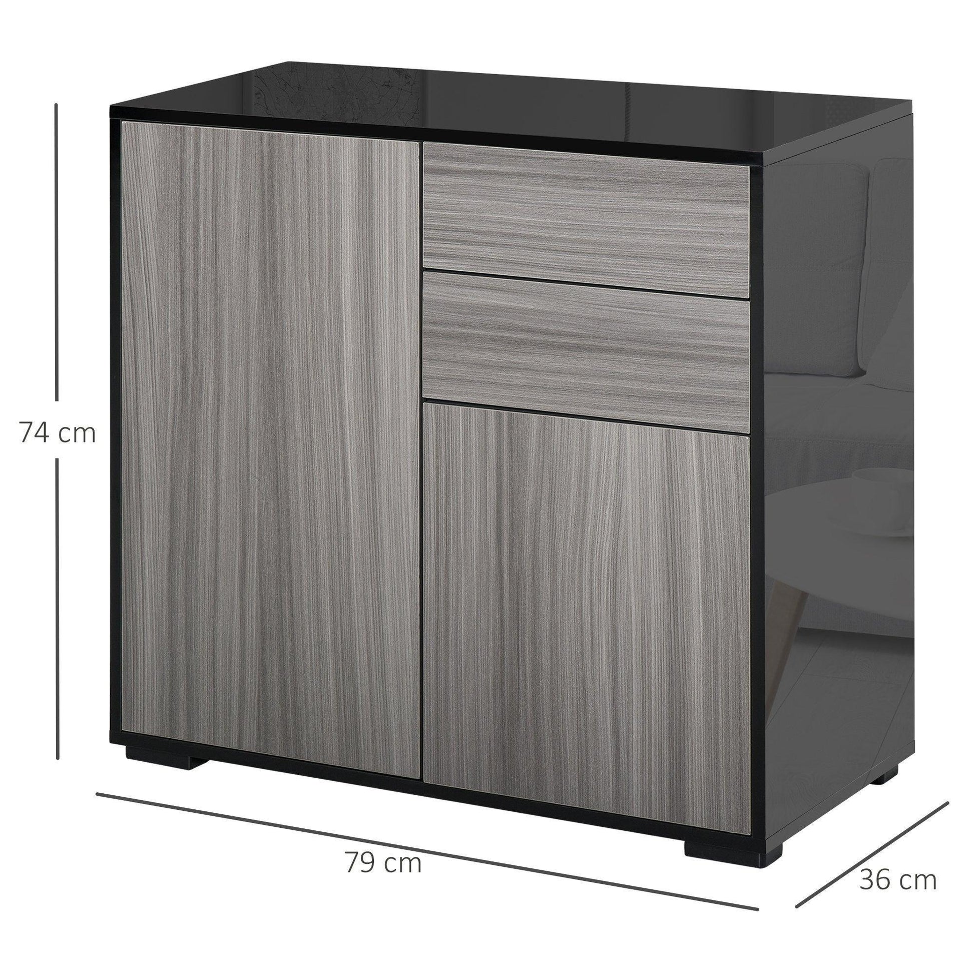 HOMCOMModern Stylish 2-Drawer Cabinet: Light Grey & Black - ALL4U RETAILER LTD