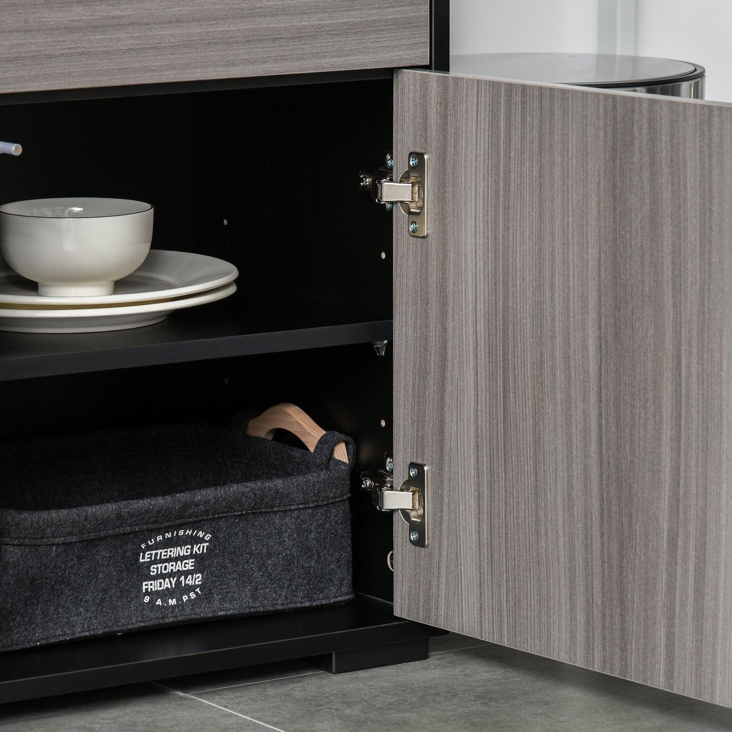 HOMCOMModern Stylish 2-Drawer Cabinet: Light Grey & Black - ALL4U RETAILER LTD